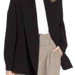 Nordstrom Black Women's Ribbed Cardigan with intricate back